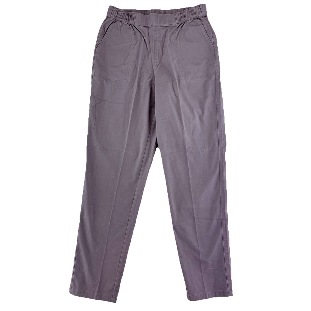 Denim & Co EasyWear Twill Straight Leg Pants Size XS Purple Pockets